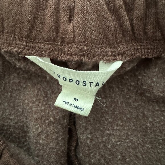 EUC Aeropostale Two Piece Brown Sweatsuit Rose Gold Logos Sz M - Picture 10 of 11